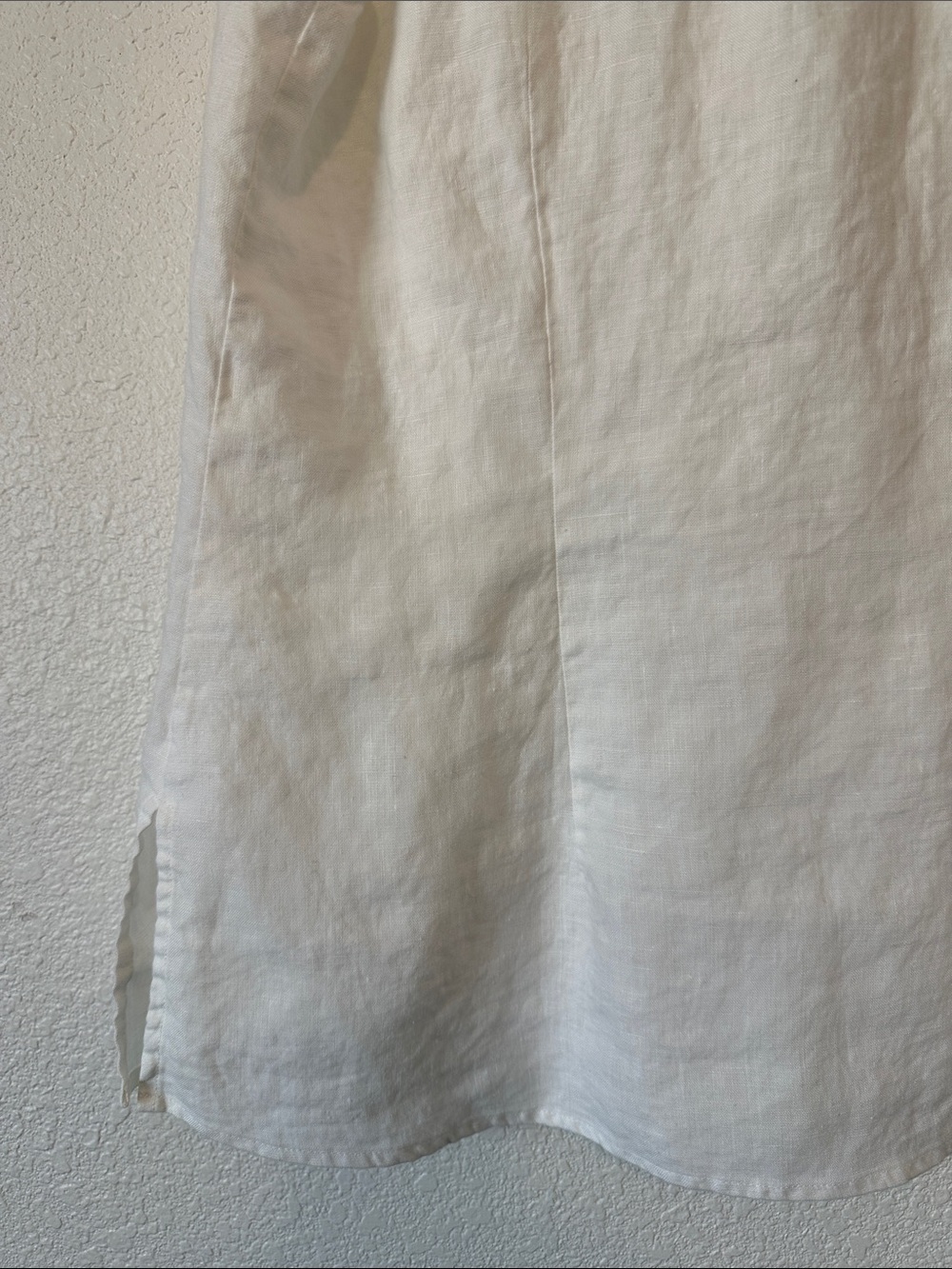 Sleeveless Button-Front White Linen Shirt by Richard Malcolm Irish Linen Medium - Picture 10 of 16